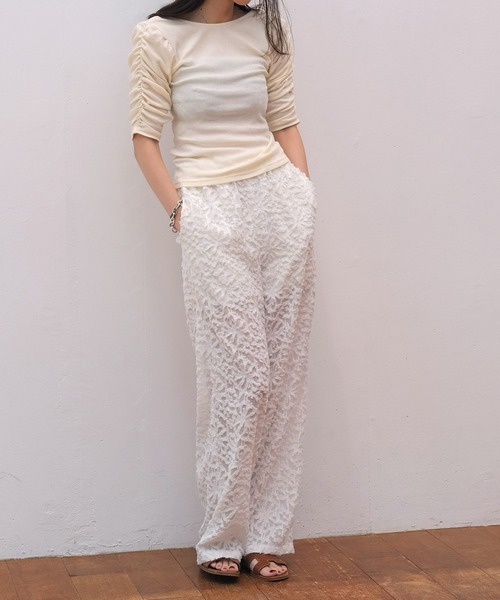 AKTE（アクテ）の「ジャガードパンツ（その他パンツ・レディース・ホワイト/ライトブラウン・FREE/TALL）」の6枚目の写真