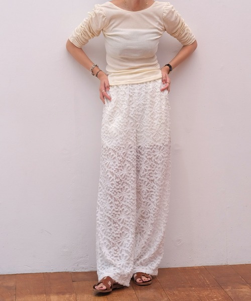 AKTE（アクテ）の「ジャガードパンツ（その他パンツ・レディース・ホワイト/ライトブラウン・FREE/TALL）」の8枚目の写真