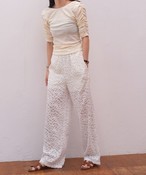 AKTE（アクテ）の「ジャガードパンツ（その他パンツ・レディース・ホワイト/ライトブラウン・FREE/TALL）」の9枚目の写真