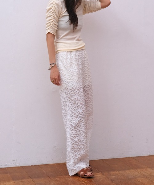 AKTE（アクテ）の「ジャガードパンツ（その他パンツ・レディース・ホワイト/ライトブラウン・FREE/TALL）」の10枚目の写真