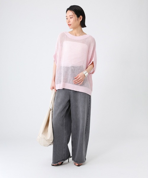 BABYLONE（バビロン）の「【新色予約】ペーパーフレンチ袖プルオーバー（Tシャツ/カットソー・レディース・チャコール/ブラック/ライム/ピンク/ベージュ/ブラウン/ライトベージュ/ライトブルー・フリー）」の9枚目の写真