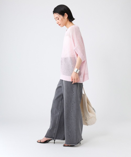 BABYLONE（バビロン）の「【新色予約】ペーパーフレンチ袖プルオーバー（Tシャツ/カットソー・レディース・チャコール/ブラック/ライム/ピンク/ベージュ/ブラウン/ライトベージュ/ライトブルー・フリー）」の10枚目の写真