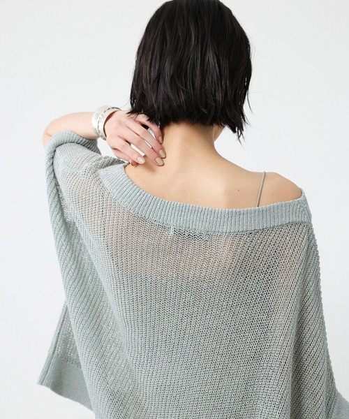 BABYLONE ペーパーフレンチ袖プルオーバー　チャコール ペーパーフレンチ袖プルオーバー（Tシャツ/カットソー