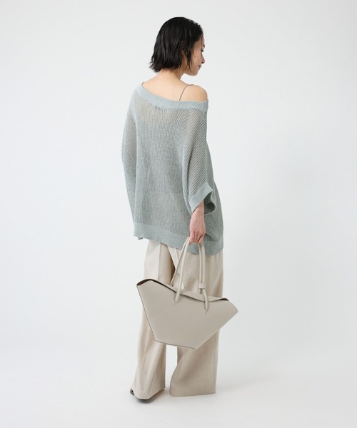 BABYLONE ペーパーフレンチ袖プルオーバー　チャコール ペーパーフレンチ袖プルオーバー（Tシャツ/カットソー