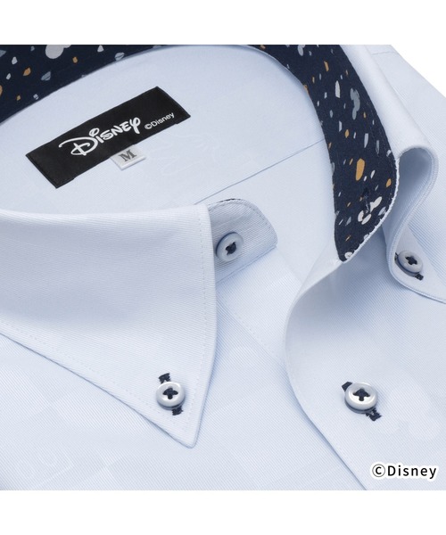 TOKYO SHIRTS（トウキョウシャツ）の「【Disney ディズニー】形態安定ノーアイロン ボタンダウン 半袖ビジネスワイシャツ（ビジネスシャツ・メンズ・ライトブルー・首回り39cm/首回り41cm/首回り42cm/首回り43cm/首回り37cm）」の2枚目の写真