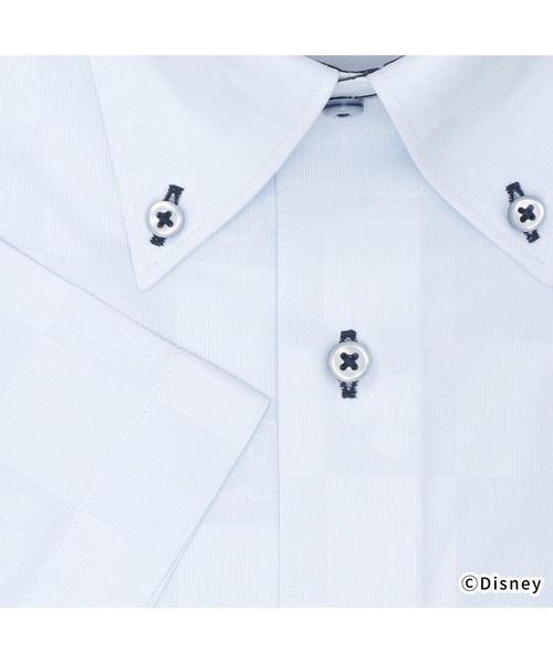 TOKYO SHIRTS（トウキョウシャツ）の「【Disney ディズニー】形態安定ノーアイロン ボタンダウン 半袖ビジネスワイシャツ（ビジネスシャツ・メンズ・ライトブルー・首回り39cm/首回り41cm/首回り42cm/首回り43cm/首回り37cm）」の3枚目の写真