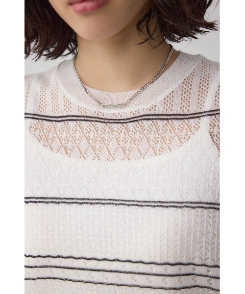 AZUL by moussy(アズールバイマウジー)の「シアークロシェニットタンクトップ(ニット/セーター・レディース・オフホワイト/ブラック・FREE)」の9枚目の写真