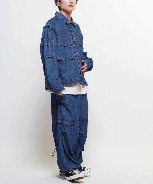 CONVERSE TOKYO（コンバーストウキョウ）の「2WAY DETACHABLE DENIM WIDE CARGO PANTS(SET UP)（デニムパンツ・レディース・ネイビー/サックスブルー/チャコールグレー・MEDIUM/SMALL）」の22枚目の写真