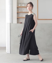 【汗じみ防止】配色ノースリーブワンピース