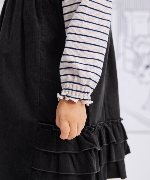 combimini（コンビミニ）の「シャーリングハイネック長袖Tシャツ（ボーダー）（Tシャツ/カットソー・キッズ・ブラウン/ベージュ系1・80/90/100/110/120）」の8枚目の写真