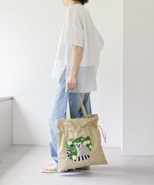 セール】sampo×ear ワオキツネザル/巾着トートバッグ（トートバッグ