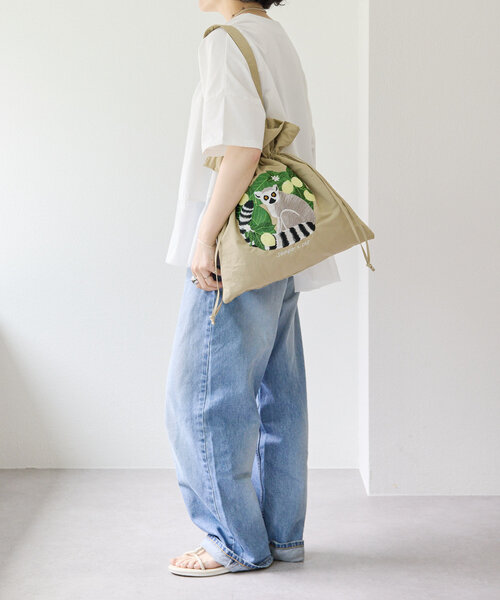 セール】sampo×ear ワオキツネザル/巾着トートバッグ（トートバッグ