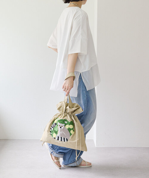 セール】sampo×ear ワオキツネザル/巾着トートバッグ（トートバッグ