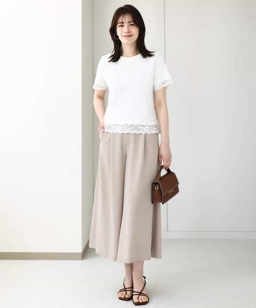 OFUON le MK(オフオンルエムケー)の「スカラップレースTシャツ/接触冷感/洗える/WEB限定サイズあり(Tシャツ/カットソー・レディース・ホワイト/ブラック・36/38)」の14枚目の写真