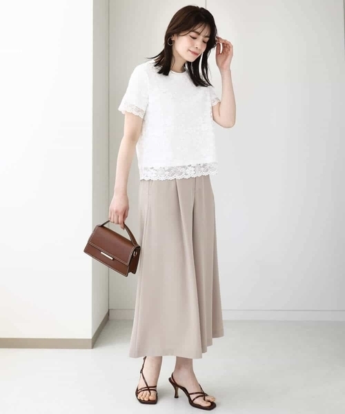 OFUON le MK(オフオンルエムケー)の「スカラップレースTシャツ/接触冷感/洗える/WEB限定サイズあり(Tシャツ/カットソー・レディース・ホワイト/ブラック・36/38)」の15枚目の写真
