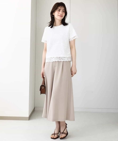 OFUON le MK(オフオンルエムケー)の「スカラップレースTシャツ/接触冷感/洗える/WEB限定サイズあり(Tシャツ/カットソー・レディース・ホワイト/ブラック・36/38)」の16枚目の写真