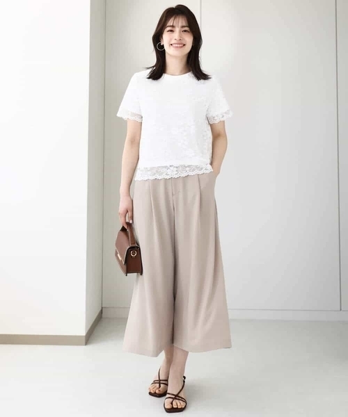 OFUON le MK(オフオンルエムケー)の「スカラップレースTシャツ/接触冷感/洗える/WEB限定サイズあり(Tシャツ/カットソー・レディース・ホワイト/ブラック・36/38)」の17枚目の写真