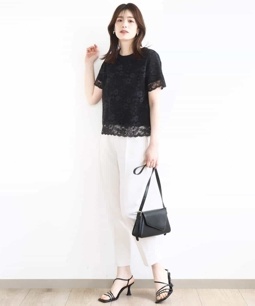 OFUON le MK(オフオンルエムケー)の「スカラップレースTシャツ/接触冷感/洗える/WEB限定サイズあり(Tシャツ/カットソー・レディース・ホワイト/ブラック・36/38)」の20枚目の写真