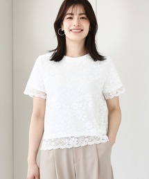 OFUON le MK（オフオンルエムケー）の「スカラップレースTシャツ/接触冷感/洗える/WEB限定サイズあり（Tシャツ/カットソー）」