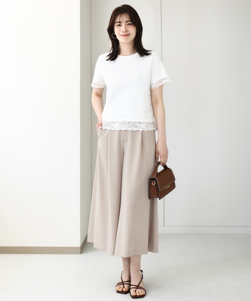 OFUON le MK(オフオンルエムケー)の「スカラップレースTシャツ/接触冷感/洗える/WEB限定サイズあり(Tシャツ/カットソー・レディース・ホワイト/ブラック・36/38)」の9枚目の写真