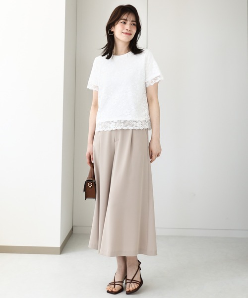OFUON le MK(オフオンルエムケー)の「スカラップレースTシャツ/接触冷感/洗える/WEB限定サイズあり(Tシャツ/カットソー・レディース・ホワイト/ブラック・36/38)」の7枚目の写真
