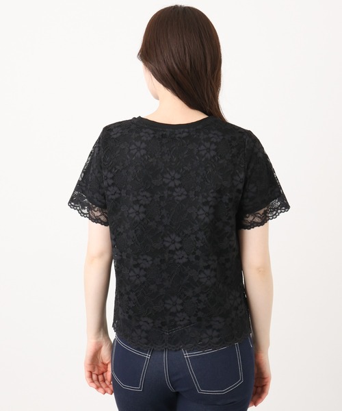 OFUON le MK(オフオンルエムケー)の「スカラップレースTシャツ/接触冷感/洗える/WEB限定サイズあり(Tシャツ/カットソー・レディース・ホワイト/ブラック・36/38)」の3枚目の写真