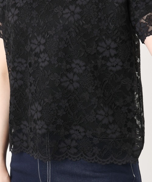 OFUON le MK(オフオンルエムケー)の「スカラップレースTシャツ/接触冷感/洗える/WEB限定サイズあり(Tシャツ/カットソー・レディース・ホワイト/ブラック・36/38)」の11枚目の写真
