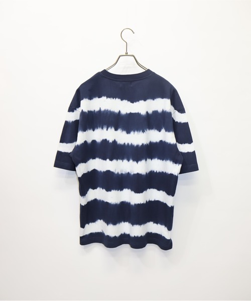 ATELANE（アテレーン）の「ATELANE/タイダイボーダー半袖Tee（Tシャツ/カットソー・メンズ・ライトグレー/ネイビー/ブルー・LARGE/MEDIUM）」の10枚目の写真