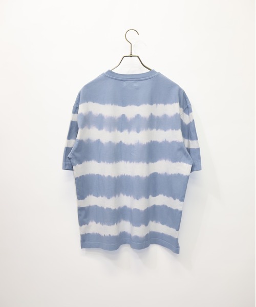 ATELANE（アテレーン）の「ATELANE/タイダイボーダー半袖Tee（Tシャツ/カットソー・メンズ・ライトグレー/ネイビー/ブルー・LARGE/MEDIUM）」の9枚目の写真
