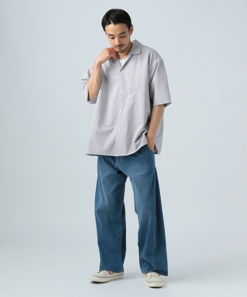BAYFLOW（ベイフロー）の「[遊び心が可愛い]ラクガキ半袖シャツ（シャツ/ブラウス・メンズ・ブルー/グレー・MEDIUM/LARGE）」の3枚目の写真