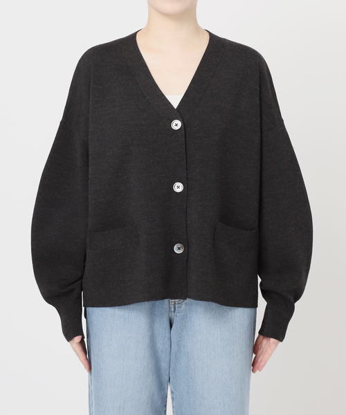 IENA スーパーファインスムースショートカーディガン イエナ ブラック IENA（イエナ）の「《追加》スーパーファインスムースショート