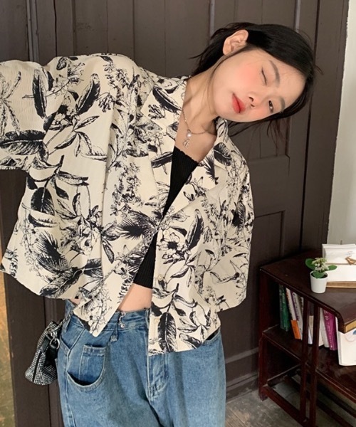 FUNdaysion(ファンデイション)の「総柄ショートシャツ(シャツ/ブラウス・レディース・アイボリー・M)」の1枚目の写真