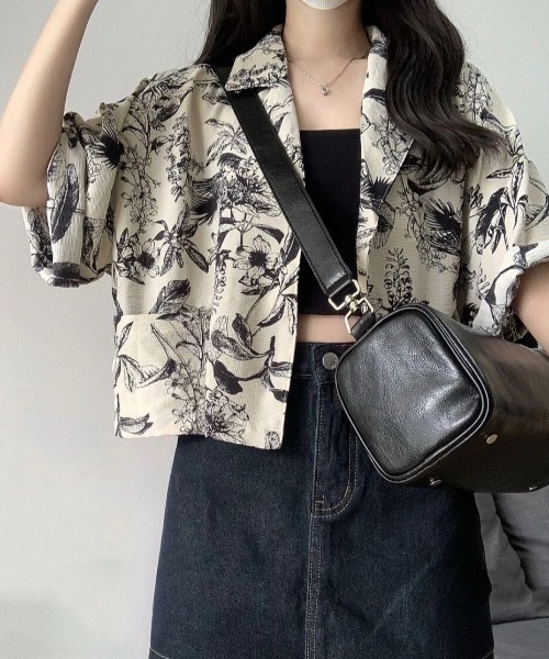FUNdaysion(ファンデイション)の「総柄ショートシャツ(シャツ/ブラウス・レディース・アイボリー・M)」の3枚目の写真