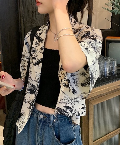 FUNdaysion(ファンデイション)の「総柄ショートシャツ(シャツ/ブラウス・レディース・アイボリー・M)」の4枚目の写真