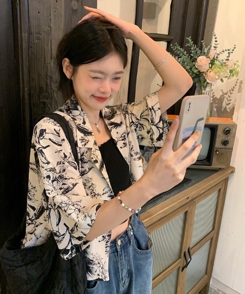 FUNdaysion(ファンデイション)の「総柄ショートシャツ(シャツ/ブラウス・レディース・アイボリー・M)」の6枚目の写真