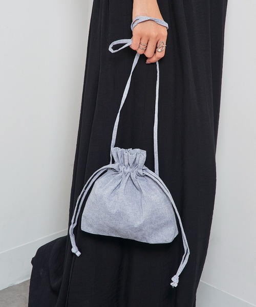 SETUP7(セットアップセブン)の「【SETUP7】シャンブリック巾着ショルダーバッグ ドローストリングバッグ サコッシュ TR-1357 TRW(ショルダーバッグ・レディース・ベージュ/グレー/サックスブルー・FREE)」の3枚目の写真