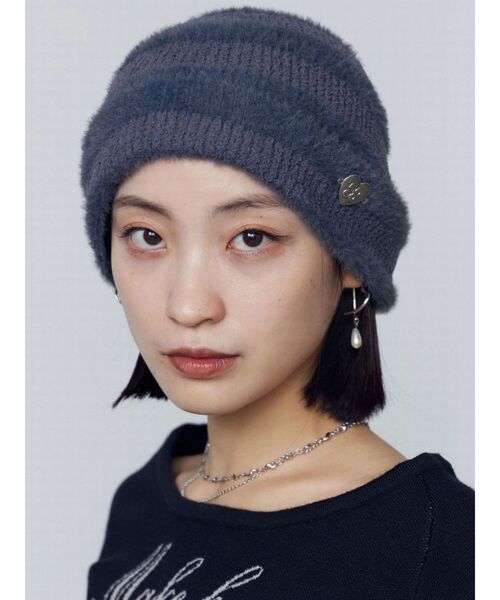 EMODA（エモダ）の「ストライプシャギー2WAYビーニー（ニットキャップ/ビーニー・レディース・グレー/ブラック・FREE）」の9枚目の写真