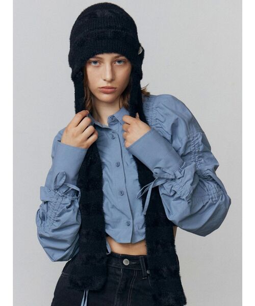 EMODA（エモダ）の「ストライプシャギー2WAYビーニー（ニットキャップ/ビーニー・レディース・グレー/ブラック・FREE）」の11枚目の写真