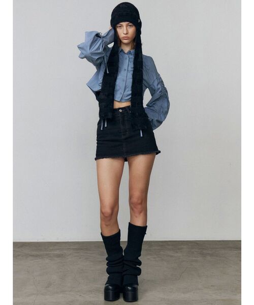 EMODA（エモダ）の「ストライプシャギー2WAYビーニー（ニットキャップ/ビーニー・レディース・グレー/ブラック・FREE）」の12枚目の写真