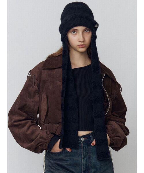 EMODA（エモダ）の「ストライプシャギー2WAYビーニー（ニットキャップ/ビーニー・レディース・グレー/ブラック・FREE）」の16枚目の写真