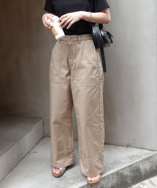 CORNERS(コーナーズ)の「裾ダブルベイカーツイルパンツ(チノパンツ・レディース・ベージュ・マルチサイズ)」の3枚目の写真