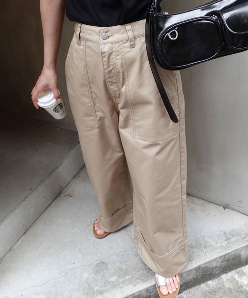 CORNERS(コーナーズ)の「裾ダブルベイカーツイルパンツ(チノパンツ・レディース・ベージュ・マルチサイズ)」の5枚目の写真