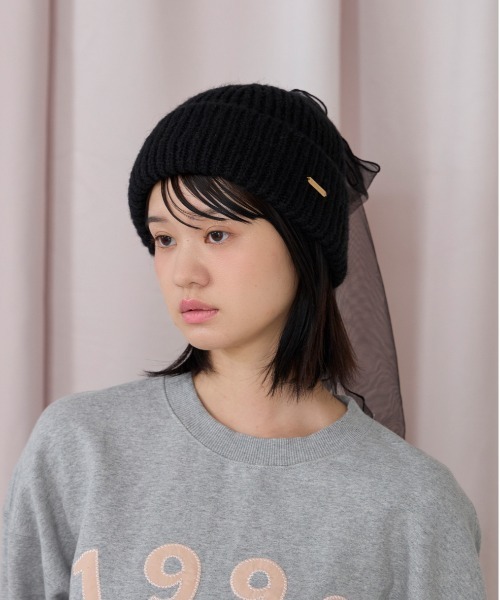 kaorinomori（カオリノモリ）の「kaorinomori キトゥンニット / カオリノモリ（ニットキャップ/ビーニー・レディース・ライトブルー/ブラック/ホワイト・FREE）」の8枚目の写真