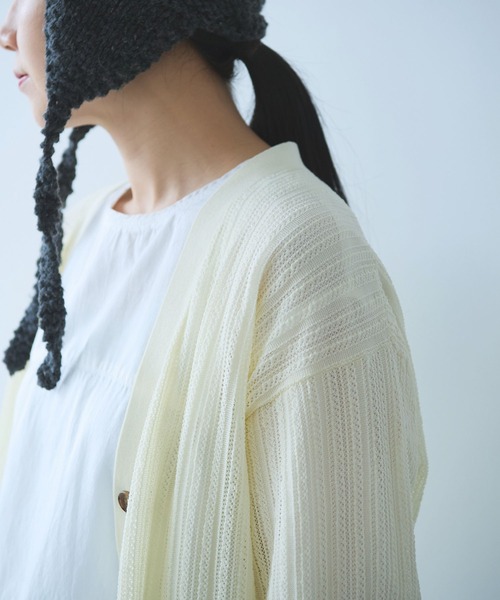 コットン/ナイロン sheer stripes カーディガン（カーディガン