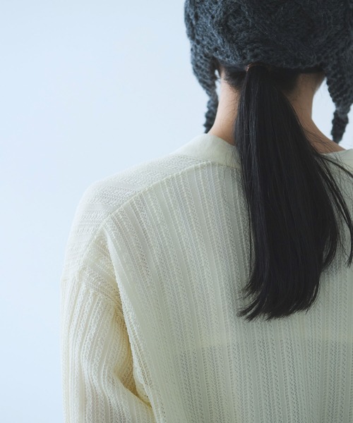 コットン/ナイロン sheer stripes カーディガン（カーディガン