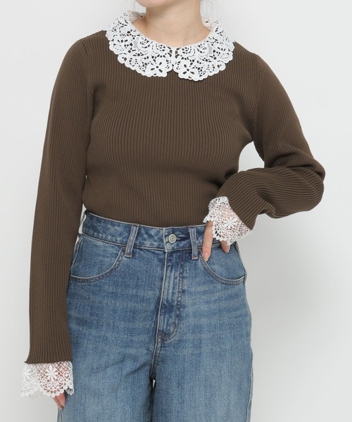 セール】高山直子さんコラボ/襟2WAYリブニットプルオーバー/EiiS