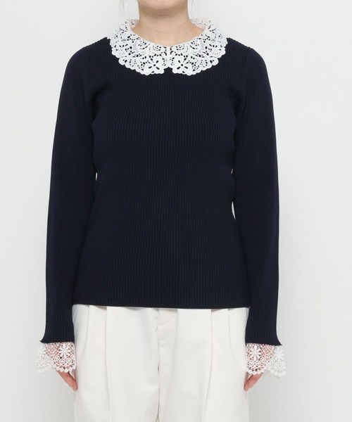 ぷてらす セール】高山直子さんコラボ/襟2WAYリブニットプルオーバー/EiiS