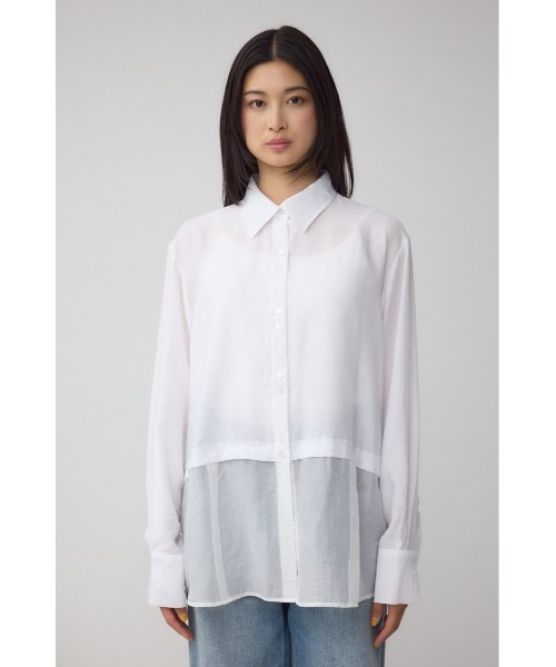 AZUL by moussy(アズールバイマウジー)の「C/T冷感 切替シアーデザインシャツ(シャツ/ブラウス・レディース・ブラック/オフホワイト/イエロー/グレー・FREE)」の7枚目の写真