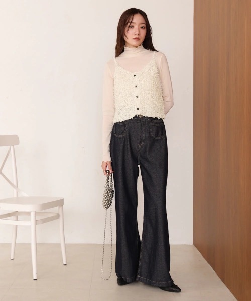 Bab（バブ）の「チュールリボンヤーンキャミソール/ビスチェ（キャミソール・レディース・ブルー/チャコールグレー/アイボリー・FREE）」の6枚目の写真