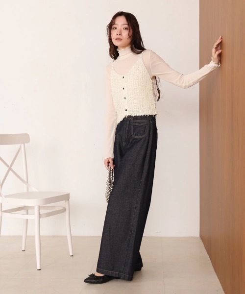 Bab（バブ）の「チュールリボンヤーンキャミソール/ビスチェ（キャミソール・レディース・ブルー/チャコールグレー/アイボリー・FREE）」の8枚目の写真